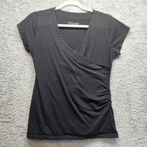 Soft Surroundings Black Wrap Shirt Size Small Casual Minimalist Neutral